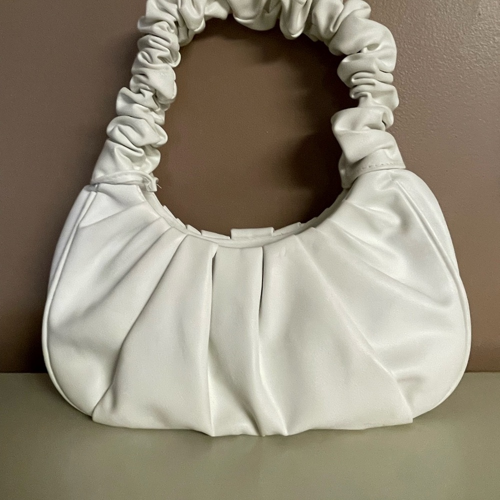 Elegant White Ruched Clutch Bag